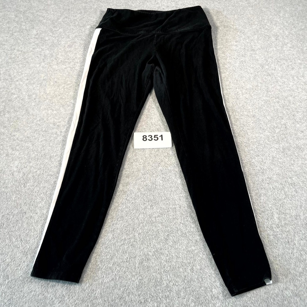 Pink Victoria's‎ Secret Black White Side Stripe Leggings Large Yoga Pants 8351